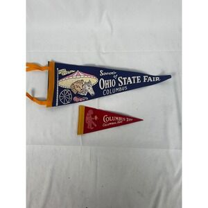 Vintage Ohio State Fair & Columbus Zoo Felt Pennant Souvenir Lot
